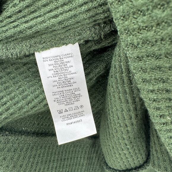 NWT Loft Women's Medium Casual Waffle V Neck Long Sleeve Rayon Green Sweater - Picture 8 of 10